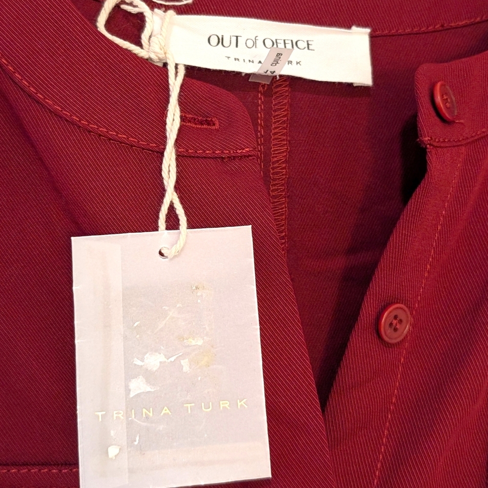 NWT Trina Turk Boyant Shirtdress in Chianti Red, 14 - Picture 4 of 5